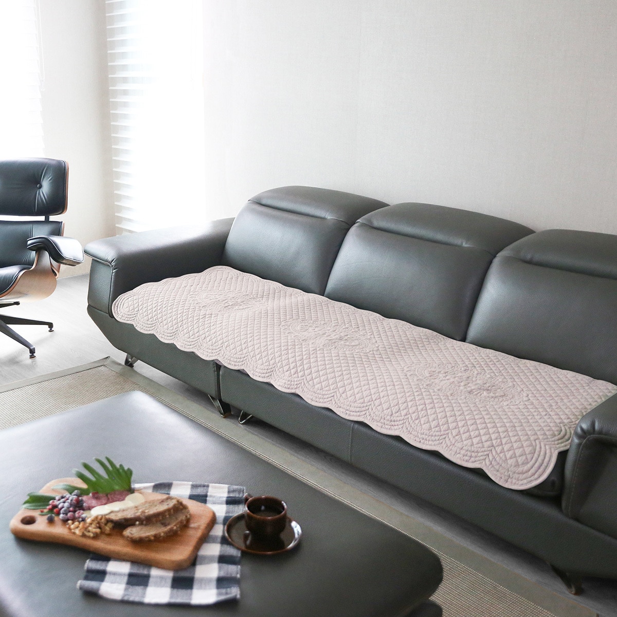 플로티나 순면 퀼팅 소파패드2P 65x180cm - 아이보리