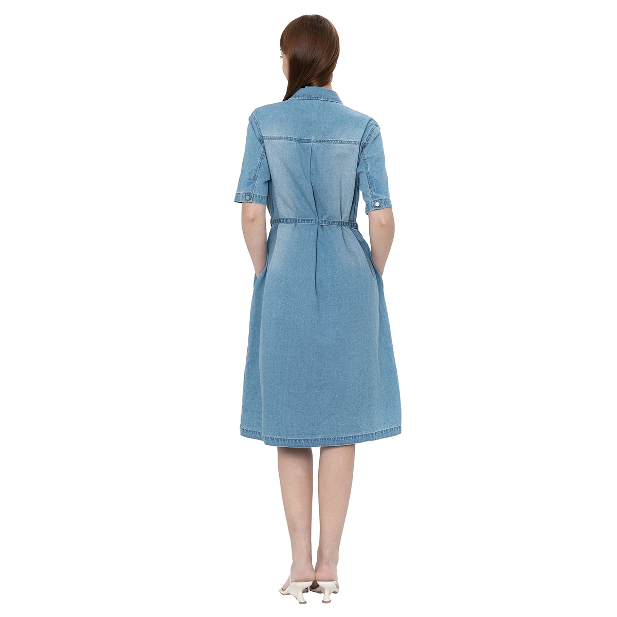 비지트 인 뉴욕 여성 데님 원피스 - 미디엄 인디고, M