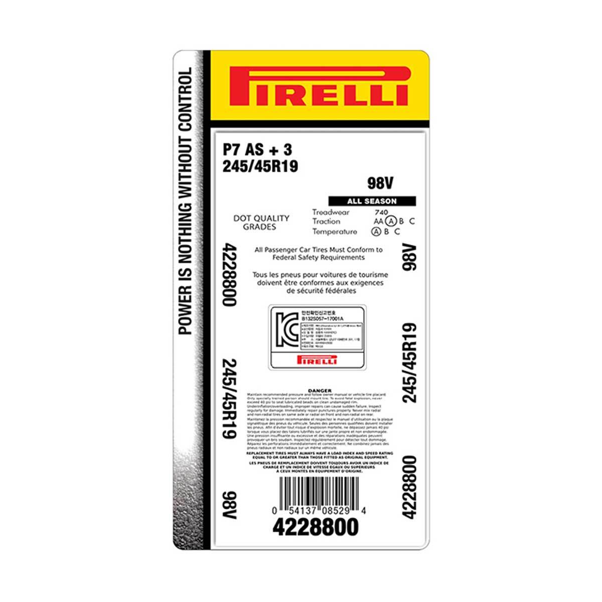 피렐리 P7 AS 플러스 245/45R19 98V