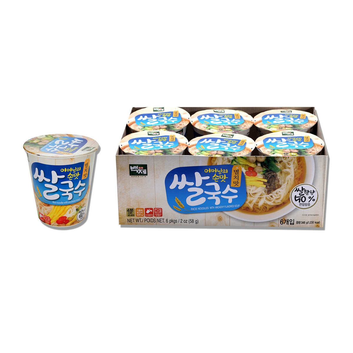 백제 쌀국수 컵 멸치맛 58g x 6입 x 4