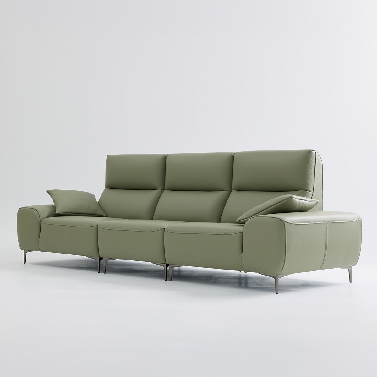 UND NA17 전체 천연 이태리 슈렁큰통가죽 4 인 소파 - 올리브그린