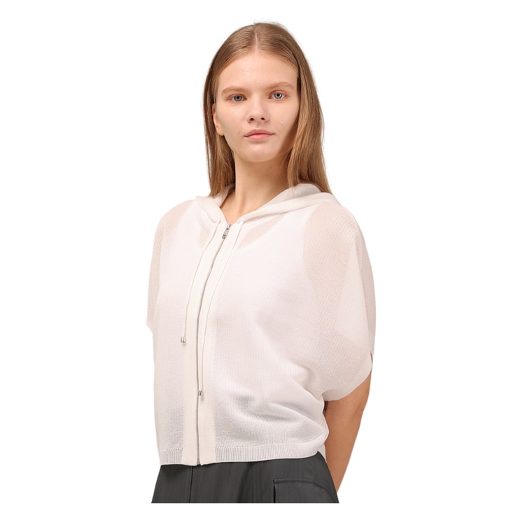 솔레지아 여성 크로셰 니트 후드 집업 케이프 - 아이보리, S/M