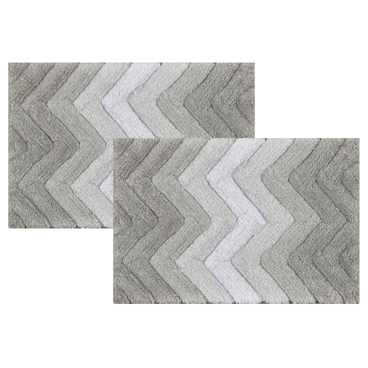 Riviera Home 쉐브론 옴브레 욕실 매트 2P - 라이트그레이