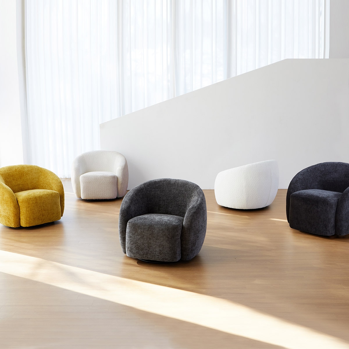 회전 안락의자 1인 소파 - 머스타드