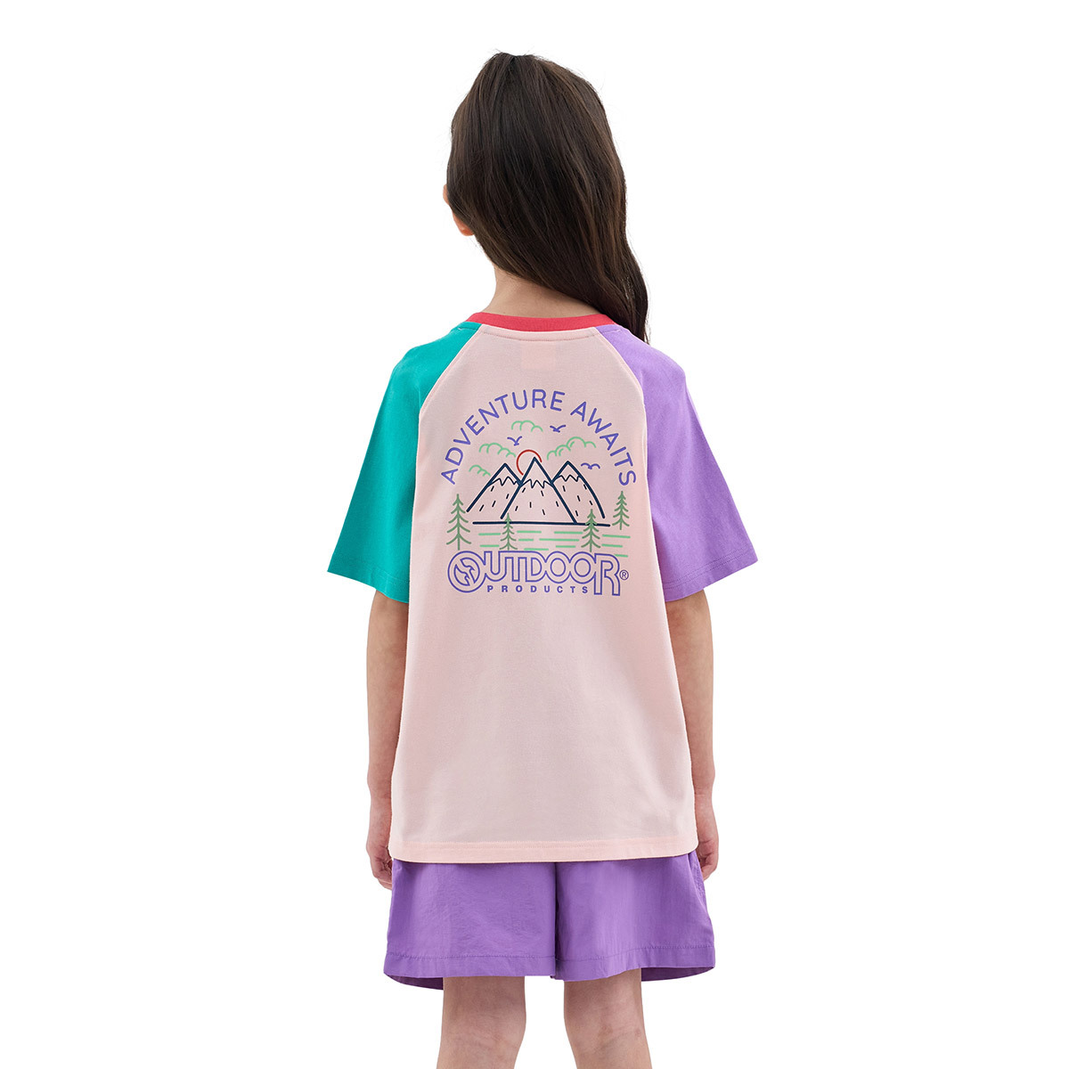 아웃도어 프로덕트 키즈 반소매 티셔츠 - 핑크 (래글란)