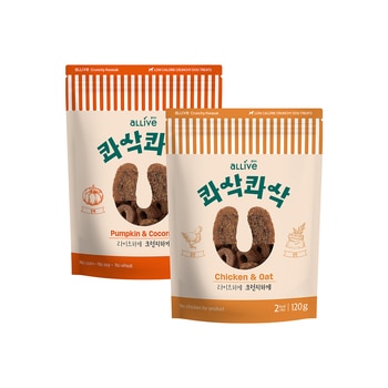 올리브 콰삭콰삭 애견 간식 120g x 12 (치킨&오트 / 펌킨&코코넛)