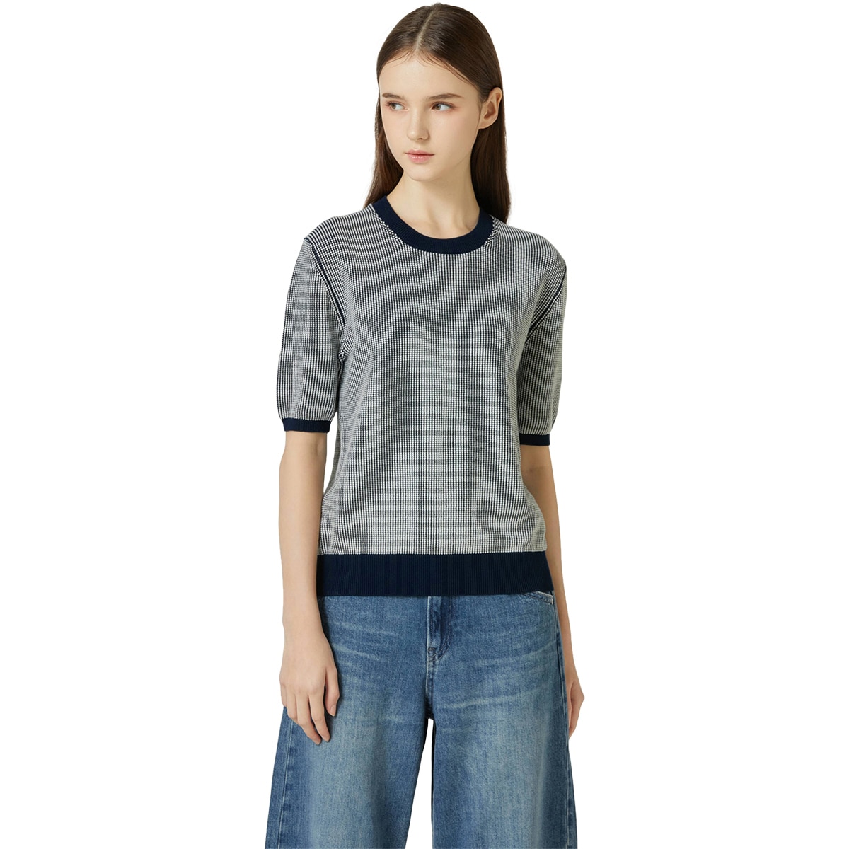 리디아 바인 여성 와플 반소매 니트