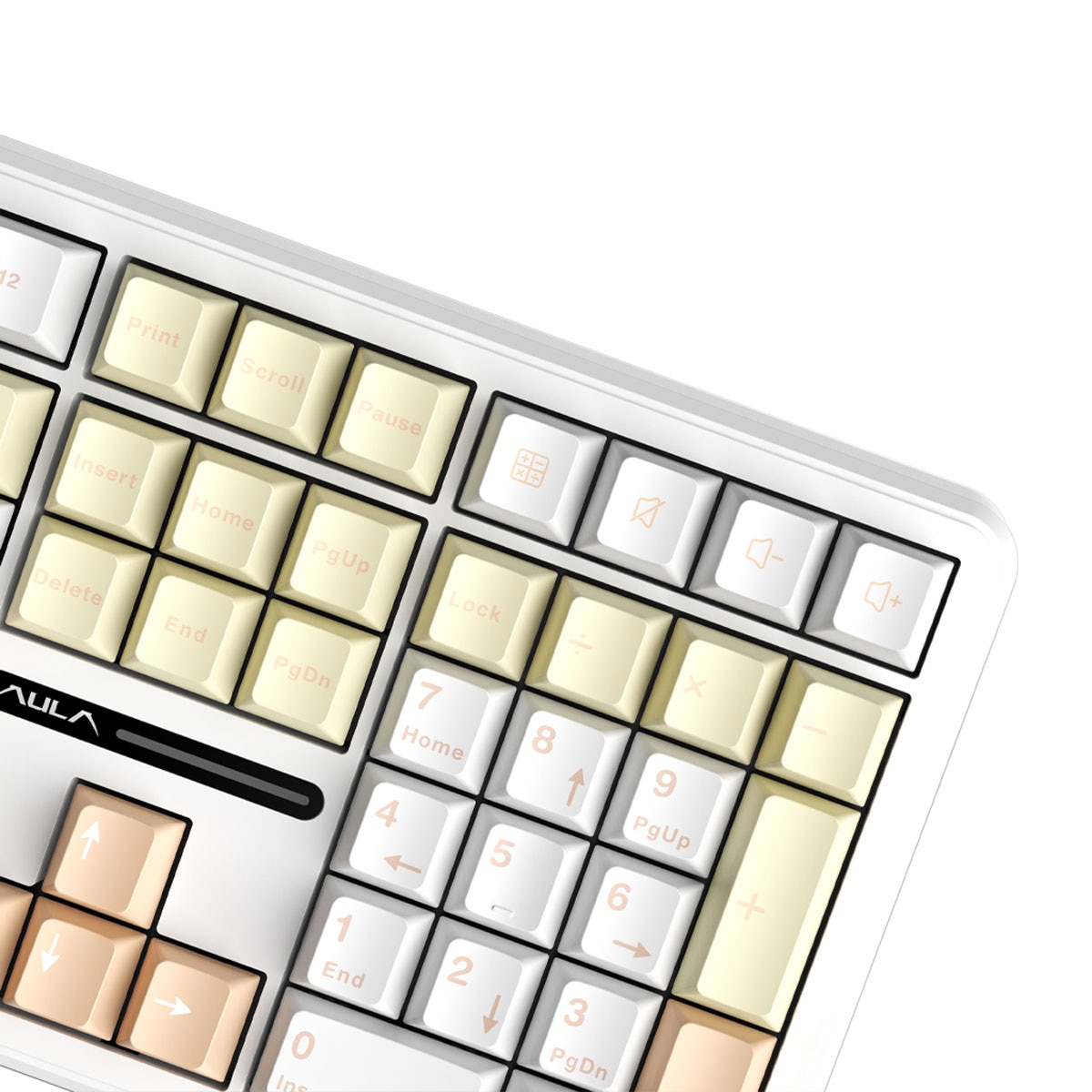 AULA 유무선 기계식 키보드 F108 황축 치즈화이트