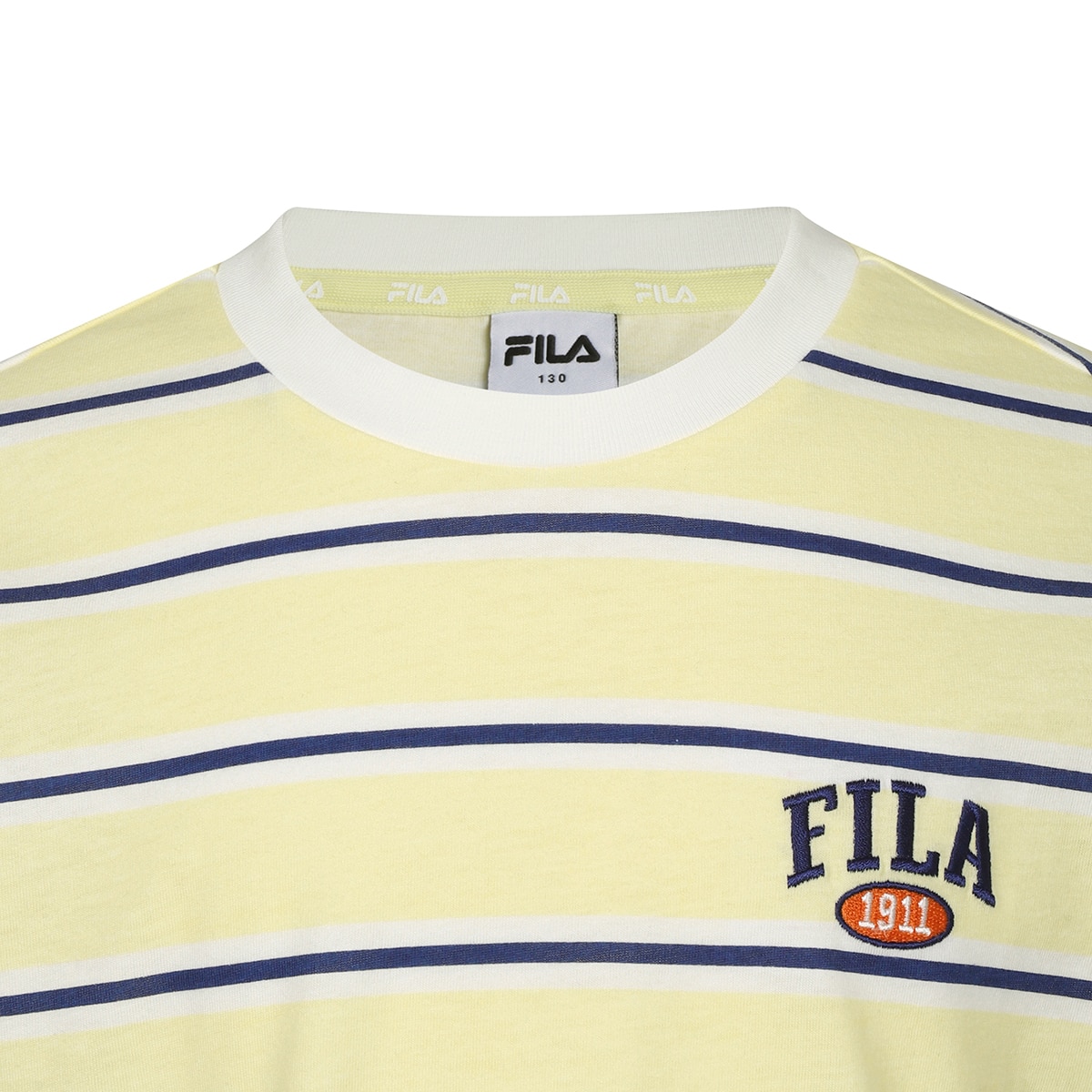 휠라 키즈 스트라이프 티셔츠 - 옐로우, 165