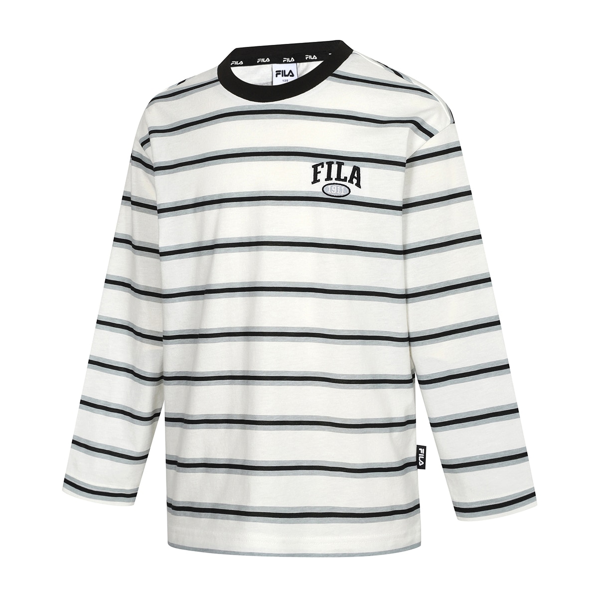 휠라 키즈 스트라이프 티셔츠 - 블랙, 120