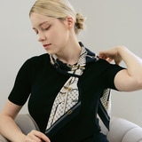 루이까또즈 울 실크 스카프 - 블랙