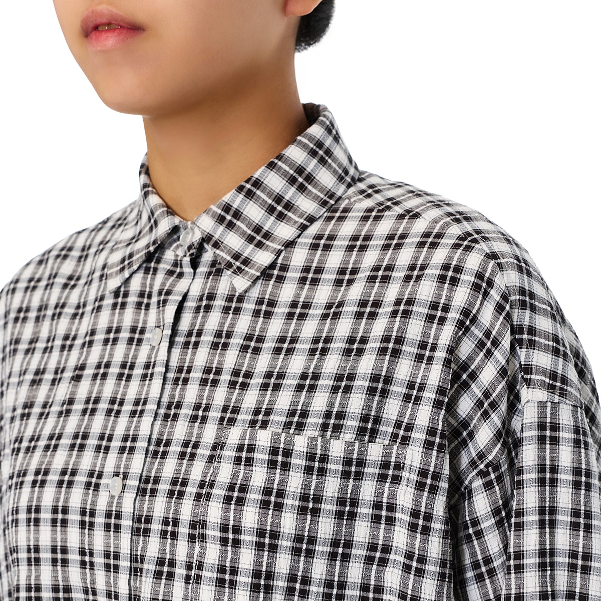 쥬시꾸뛰르 여성 체크 셔츠 - 블랙, M/L