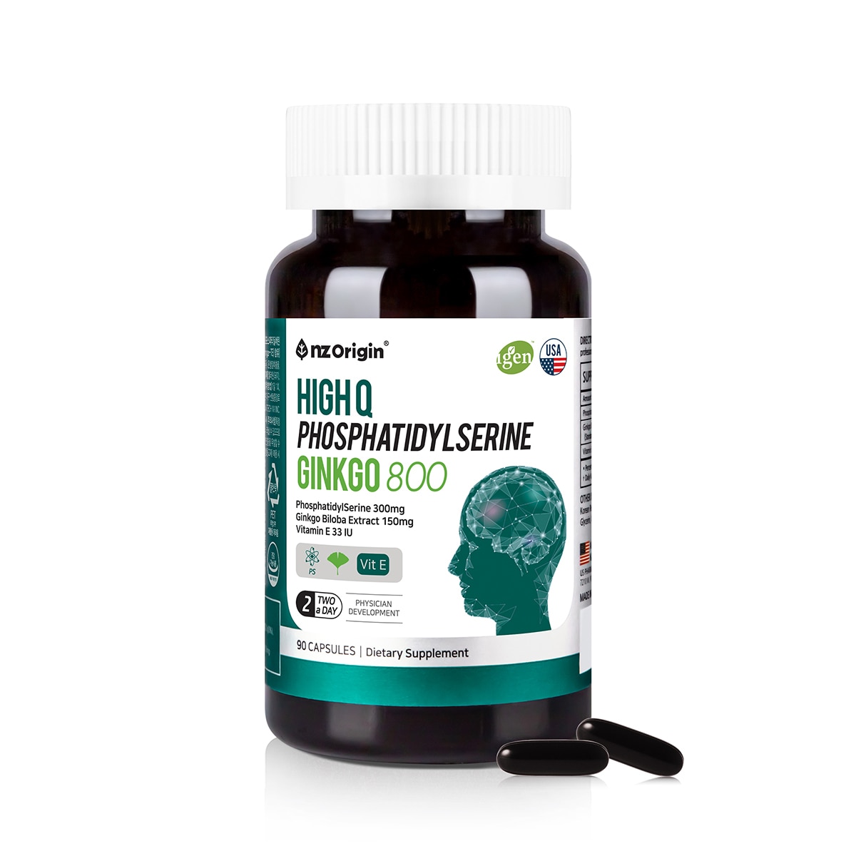 엔젯오리진하이큐포스파티딜세린징코800mg x 90
