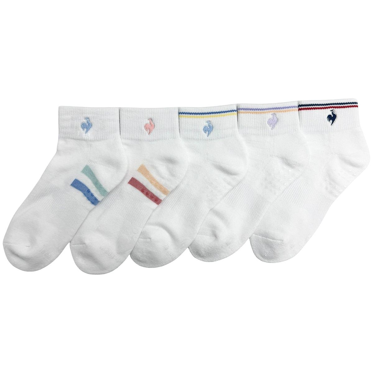 르꼬끄스포르티브 성인 파일 양말 5족 - 미디움 화이트