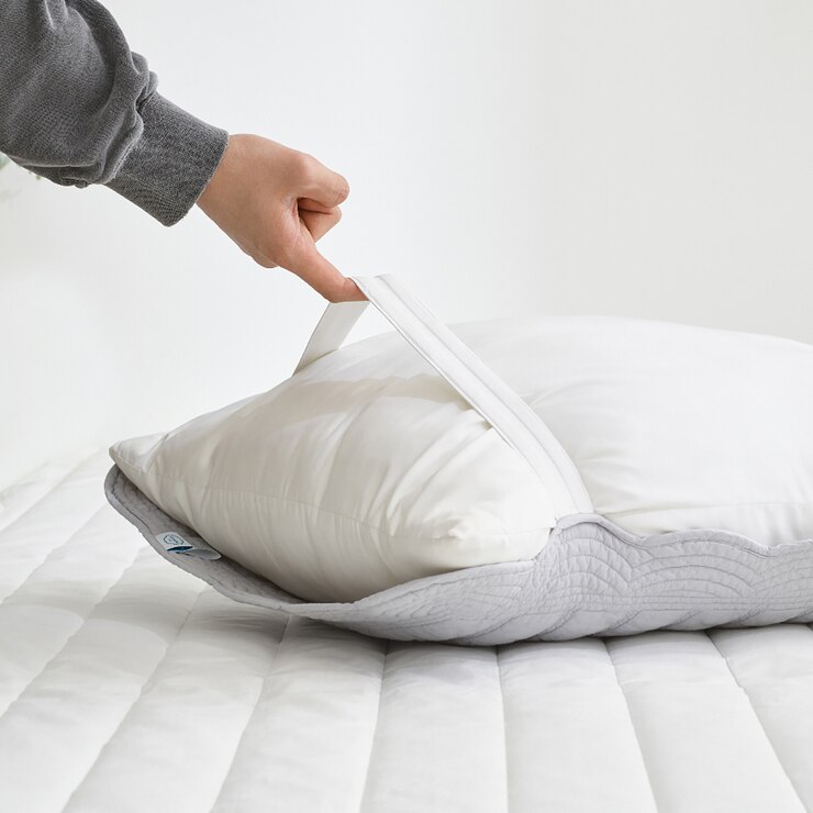 루마인 홈 밴드형 순면 베개 커버 2P - 그레이