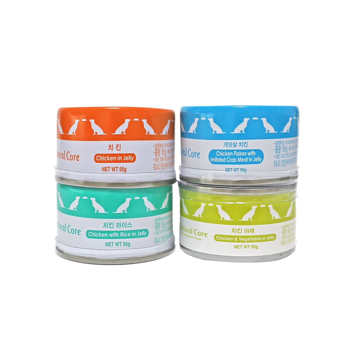 네츄럴코어 애견용 간식캔 95g x 24 - 혼합 (치킨 + 치킨라이스 + 게맛살치킨 + 치킨야채 ) 총 24캔
