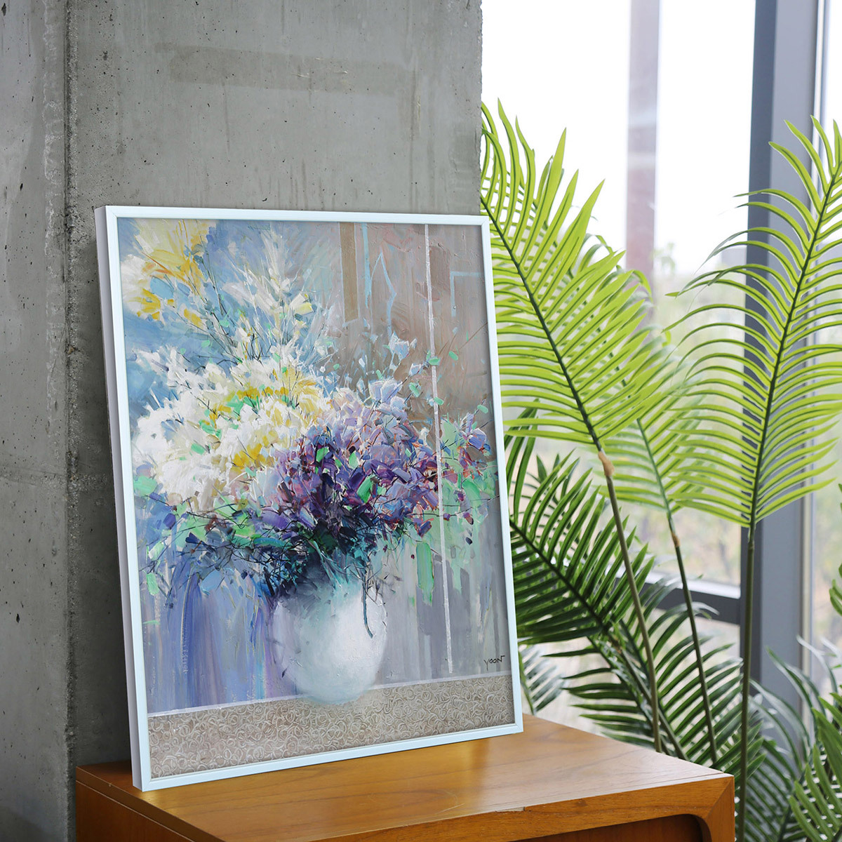 지클레 그림 액자 60x50cm - 창가에 놓은 꽃병