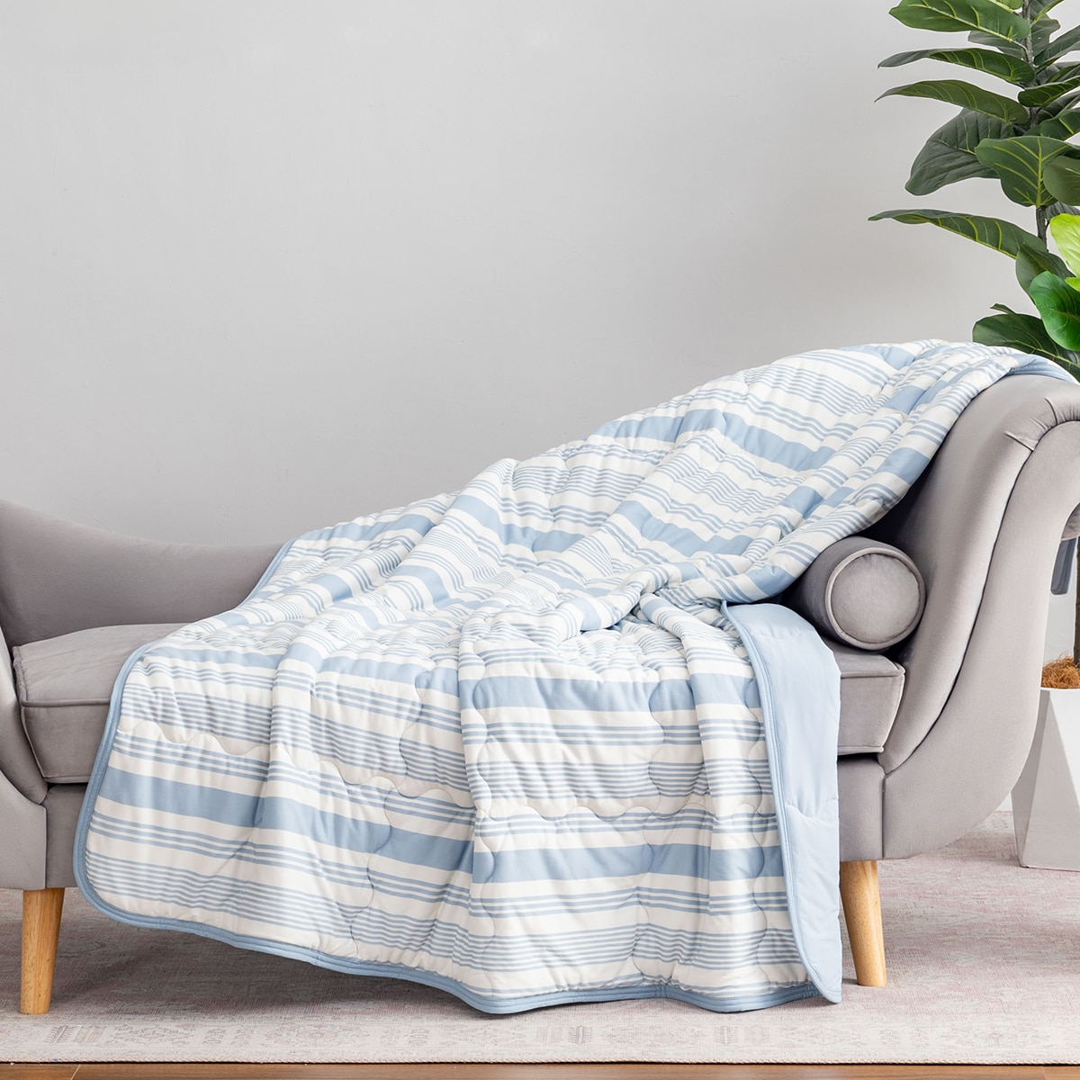 Berkshire 양면 쿨링 담요 152x178cm - 스트라이프블루
