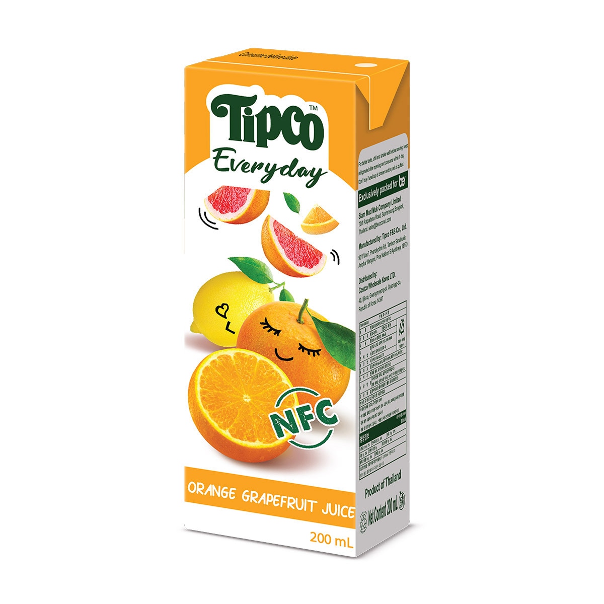 TIPCO 오렌지자몽착즙주스 200ml x 24