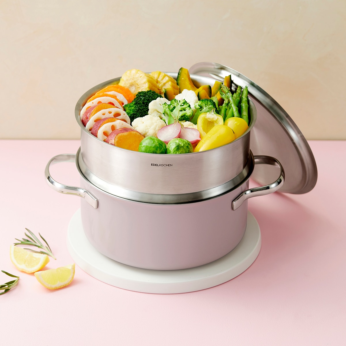 에델코첸 통 3중 냄비 20cm (찜기 포함) - 인디핑크 에델코첸 통 3중 냄비 20cm (찜기 포함) - 인디핑크