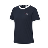 휠라 여성 링거 티셔츠 - 네이비, L