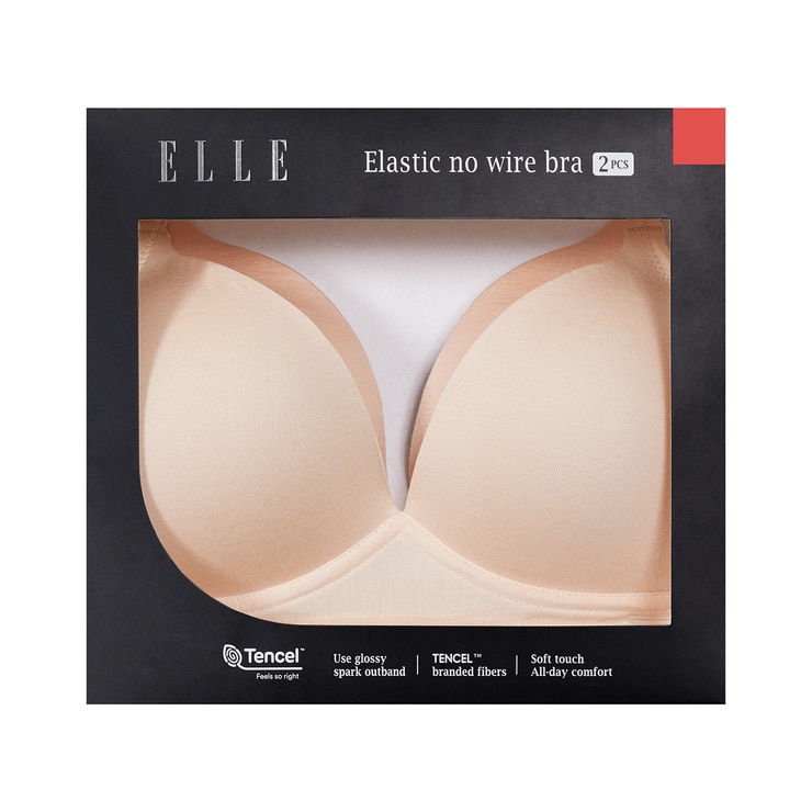 엘르 여성 엘라스틱 노와이어 브라 2매