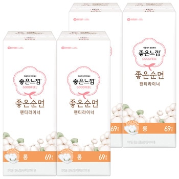 좋은느낌 좋은 순면 라이너 69개 x 4팩 - 롱