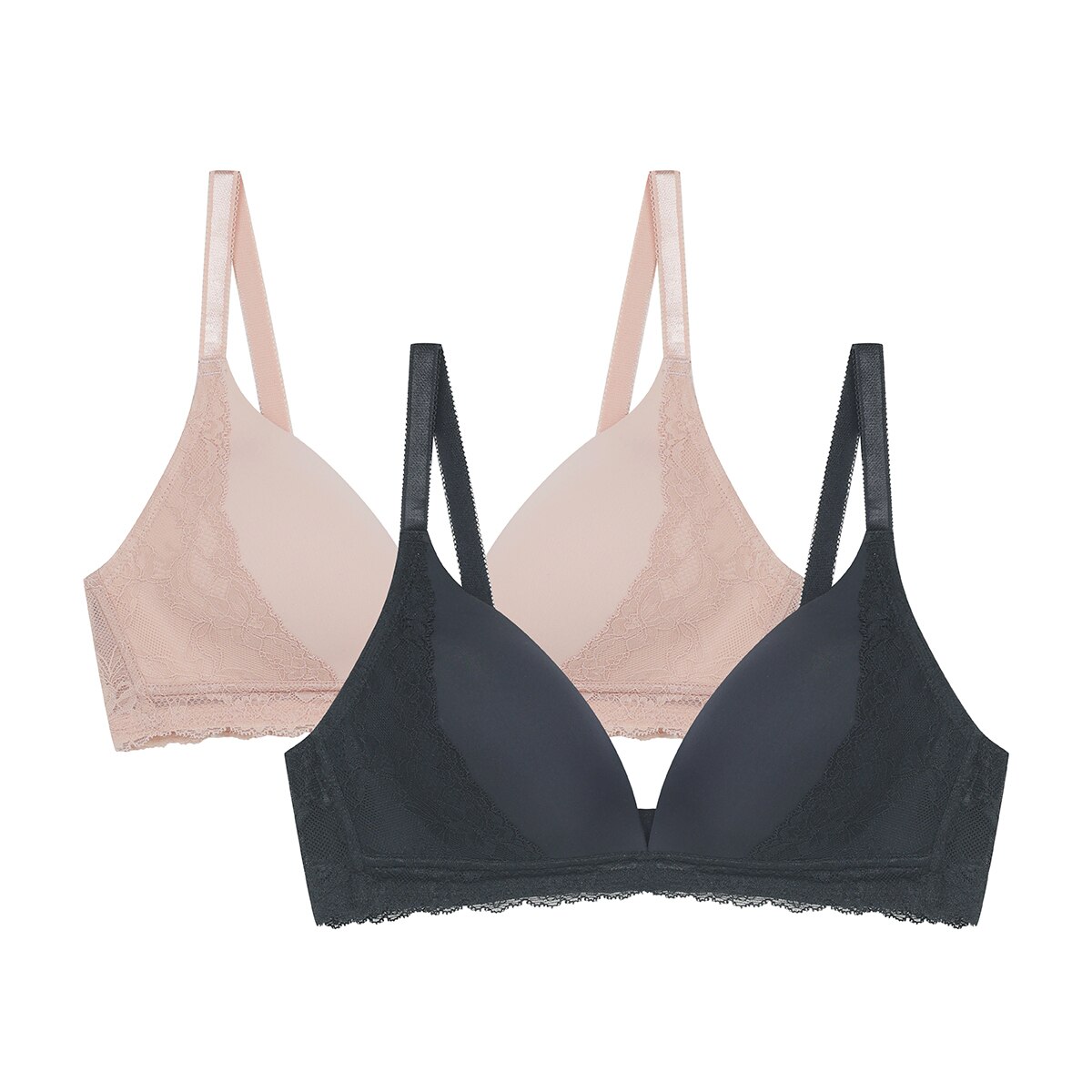 비너스 노와이어 메모리 소프트핏 브라 2매 - 베이지/블랙, 85A