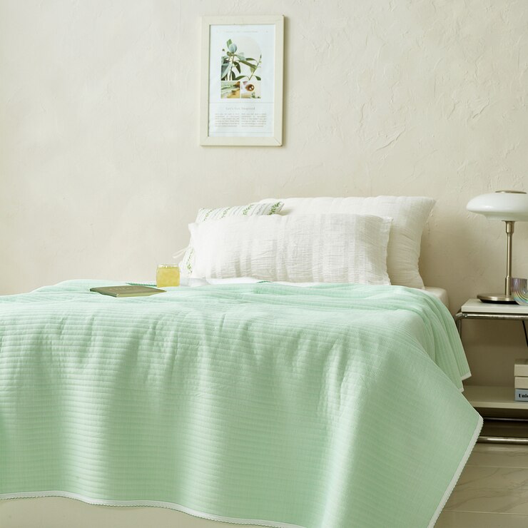 April At Home 양면 냉감 핀코트 여름 이불 - 싱글, 그린