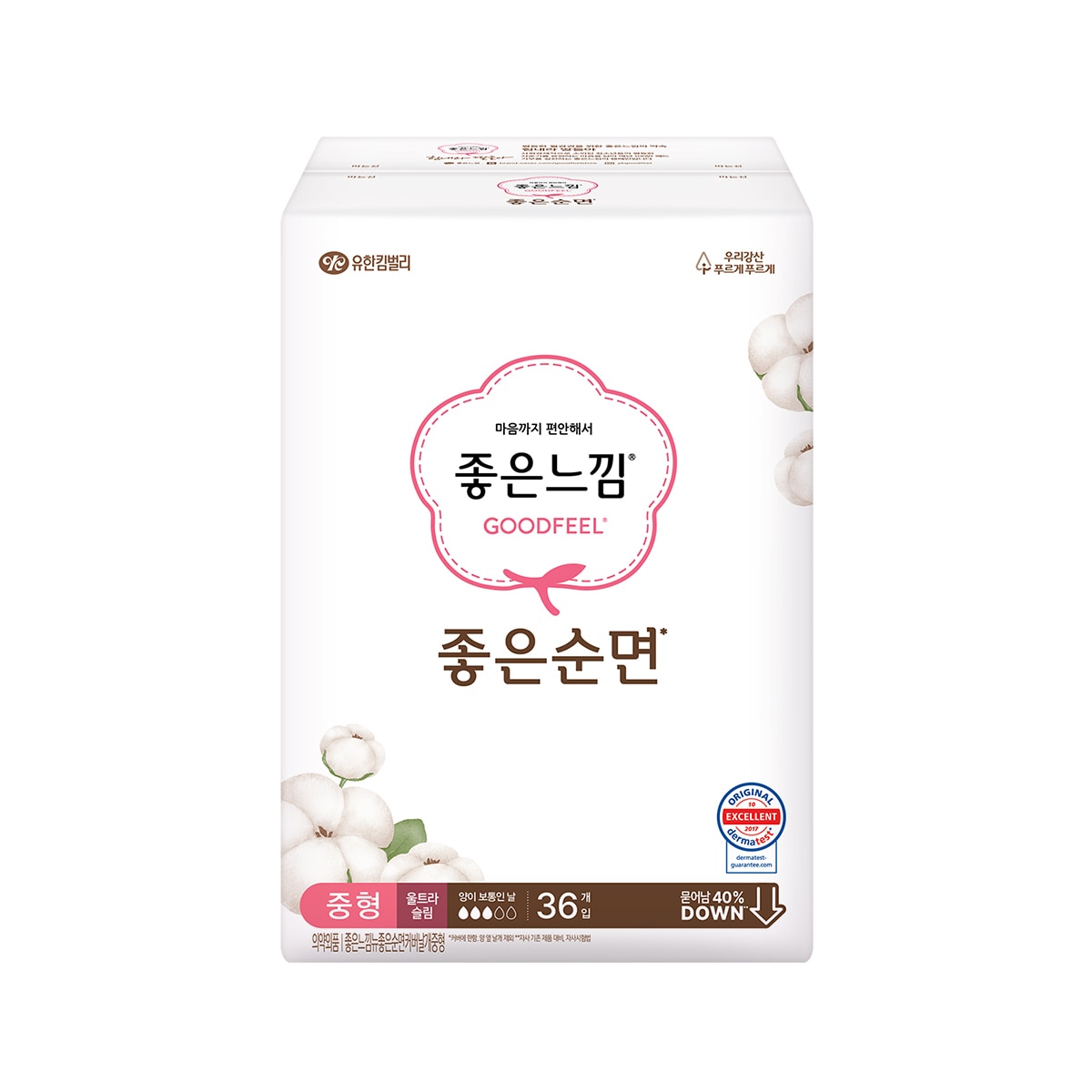좋은느낌 좋은순면 슬림날개 중형 36개 x 4팩