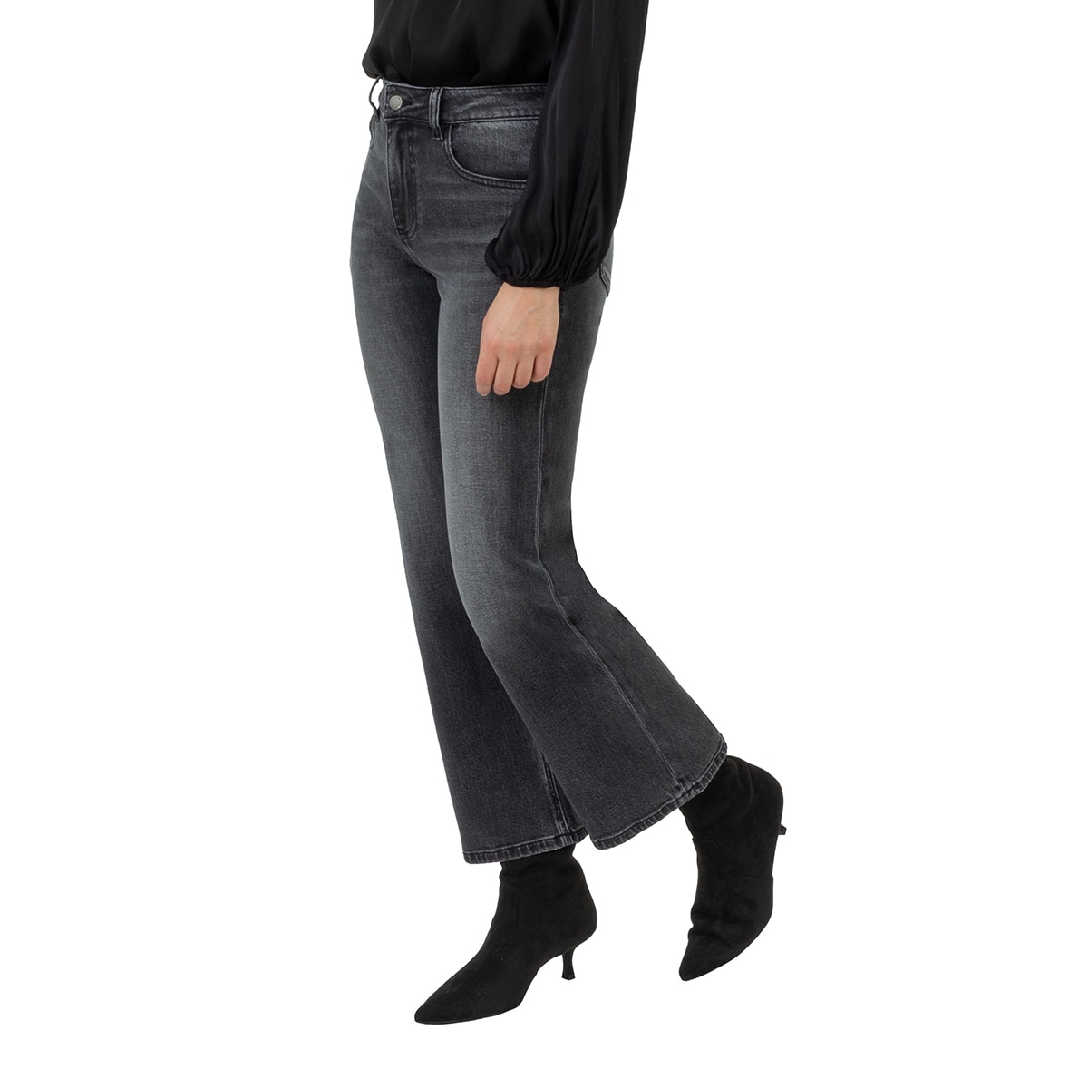 웰원 여성 스트레이트 앵클 데님 - 그레이