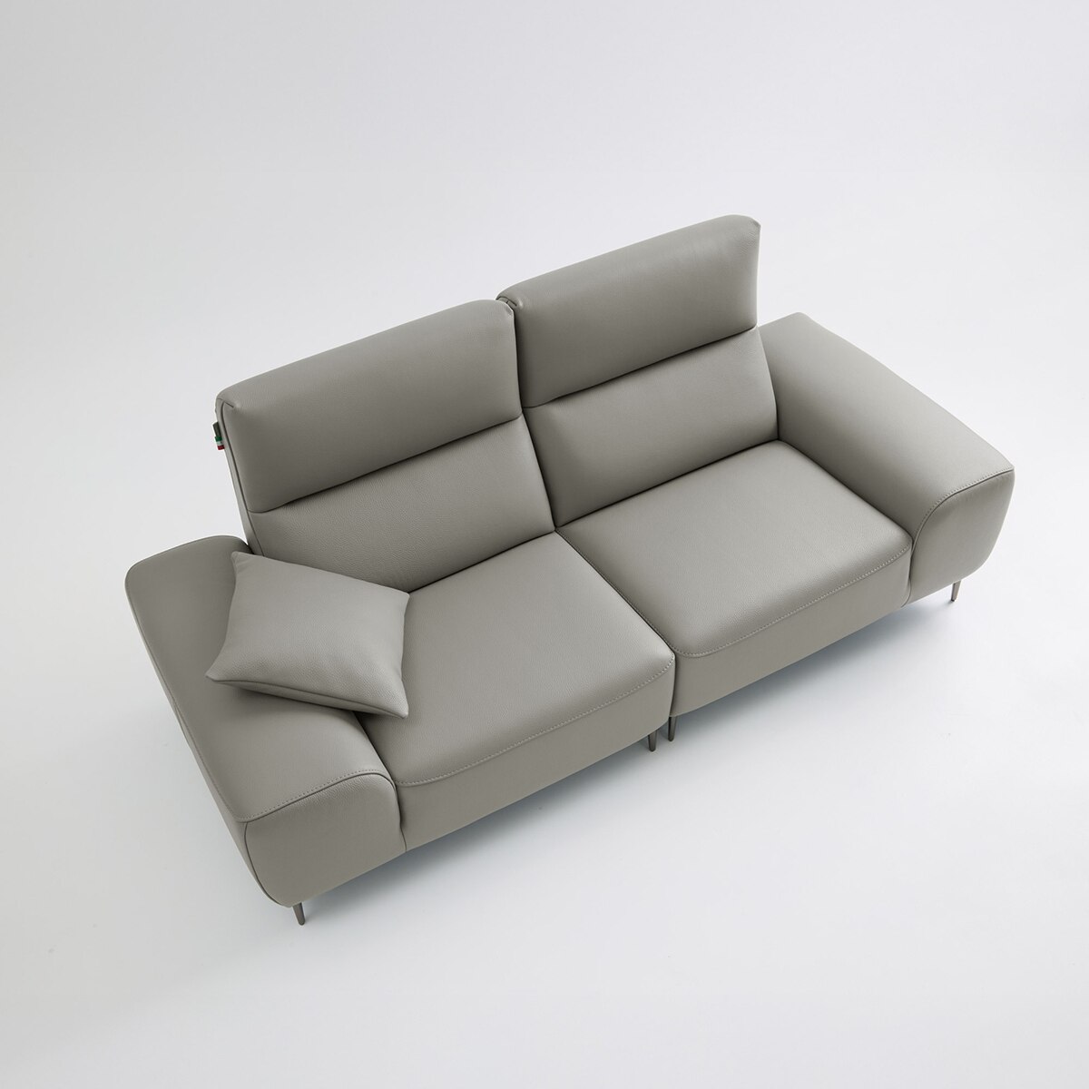 UND NA17 전체 천연 이태리 슈렁큰통가죽 3인 소파 - 미스티그레이