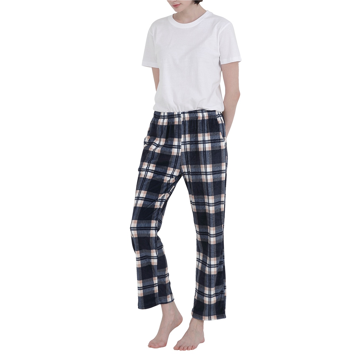 비비안 여성 스판 라운지 바지 2PK - 아이보리/네이비