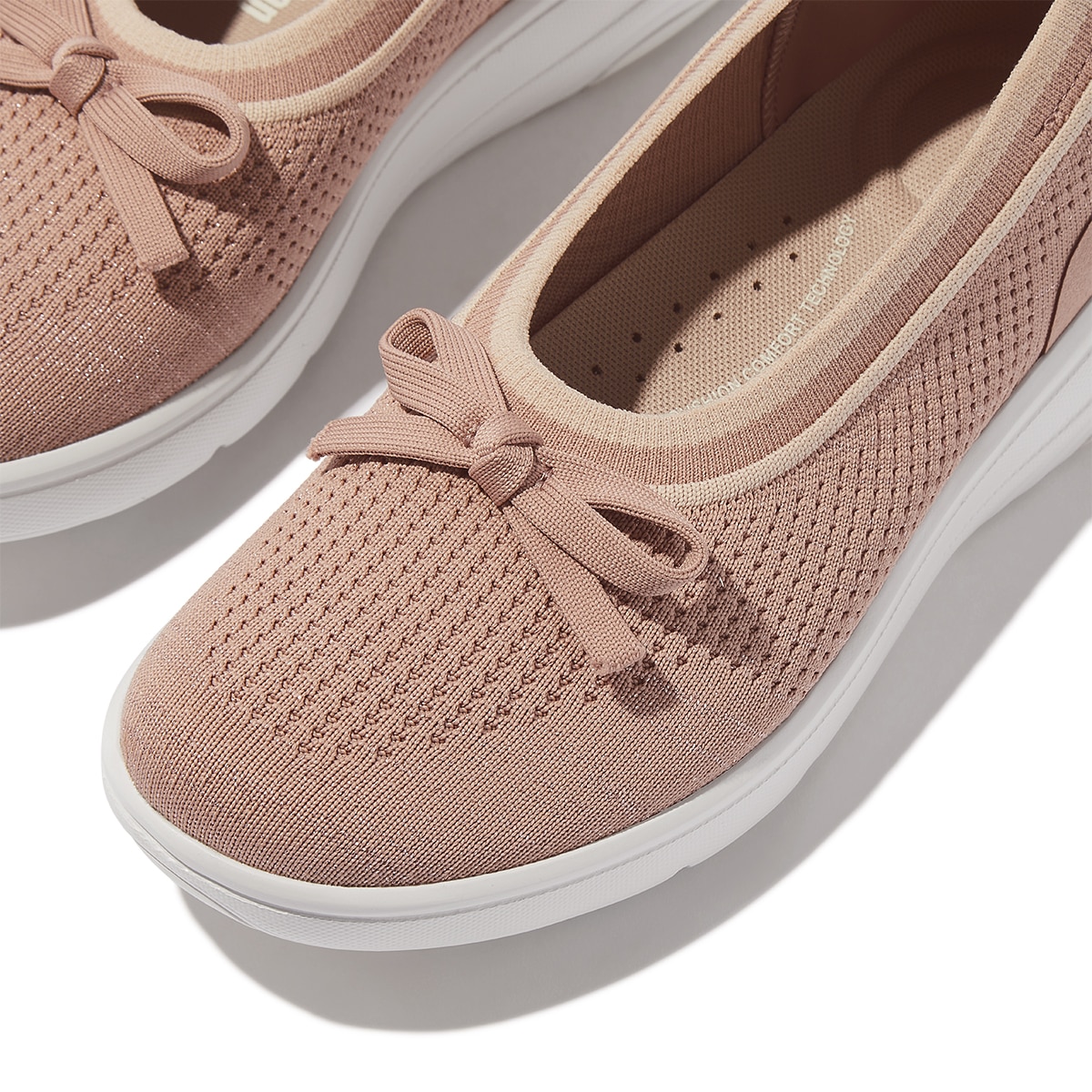 핏플랍 슈퍼큐 보우니트 발레 플랫 - 베이지버프로즈