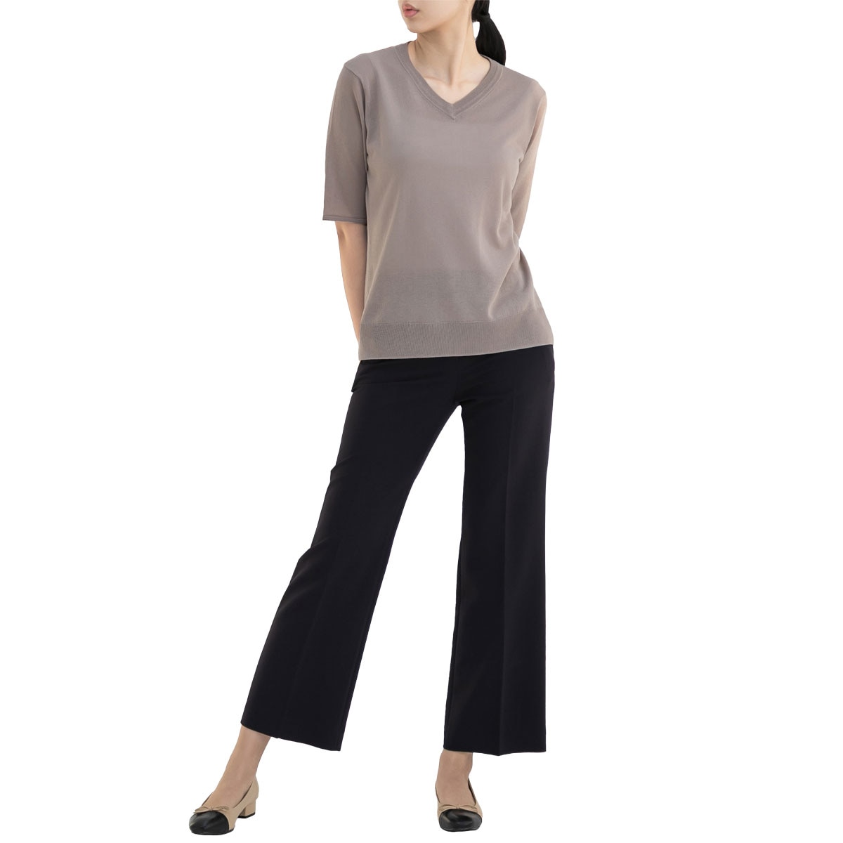 보니스팍스 여성 브이넥 풀오버 니트