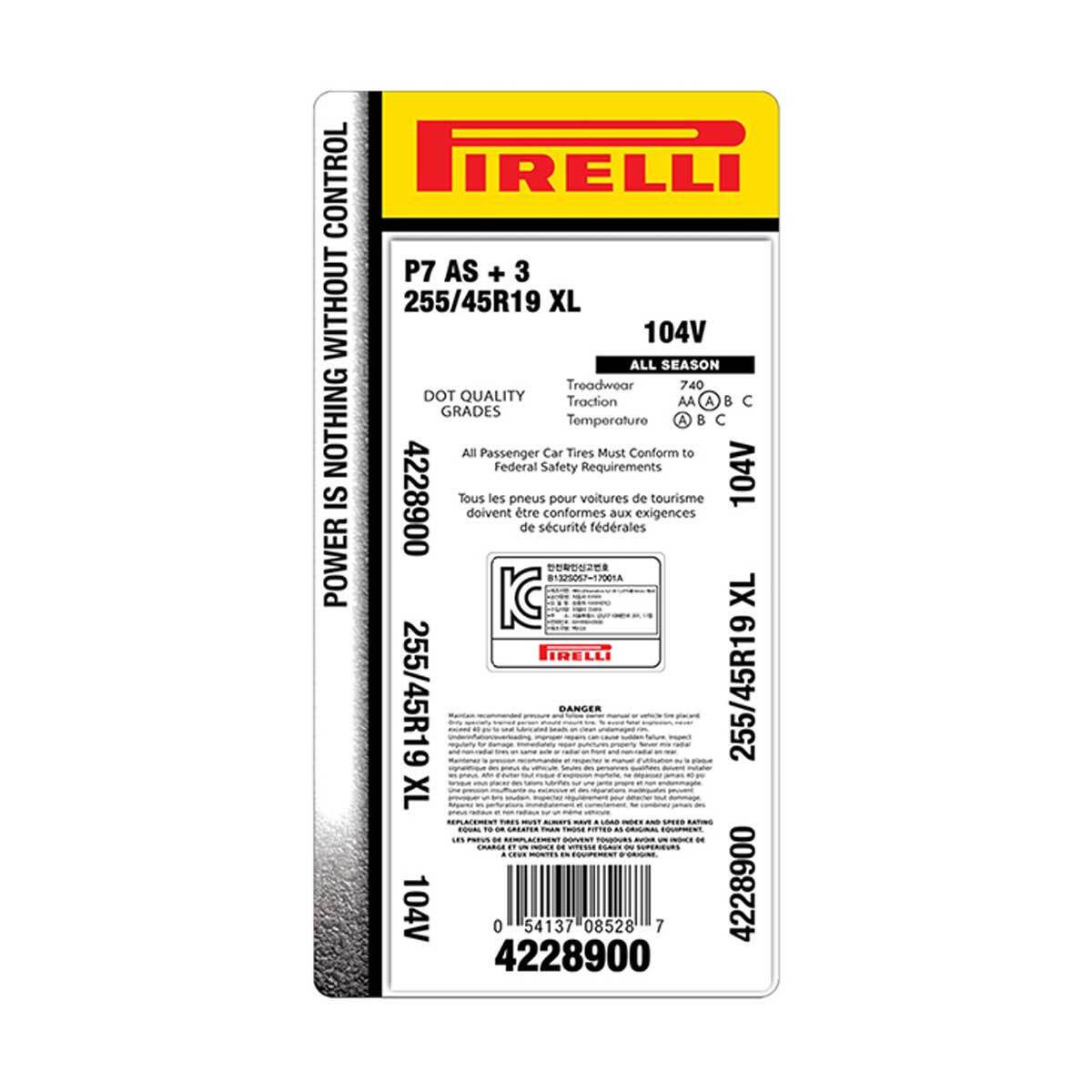 피렐리 P7 AS 플러스 255/45R19 104V XL