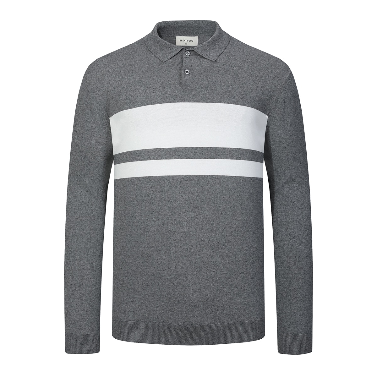 브렌우드 남성 긴소매 니트 폴로 - 그레이, XL