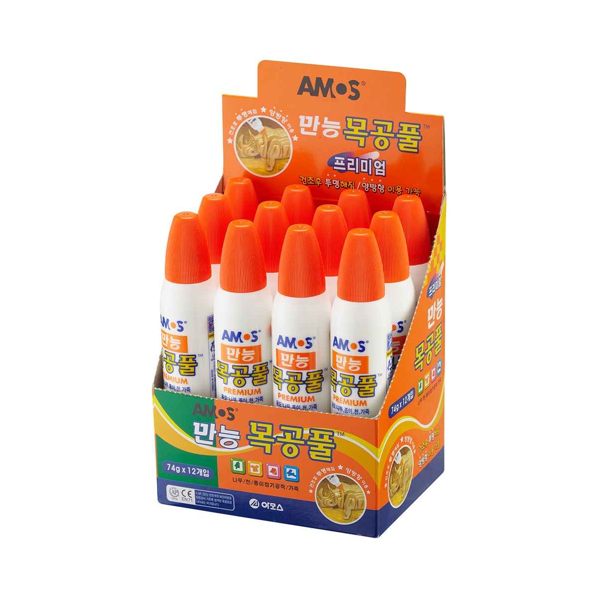 아모스 만능 목공풀 74g 12개