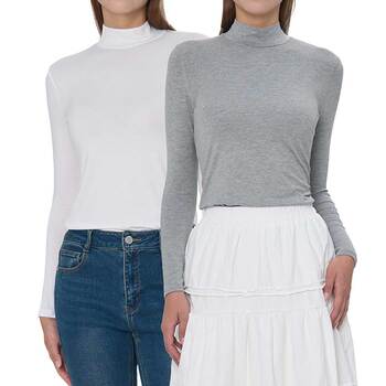 SOUP 여성 레이어드용 모크넥 티셔츠 2PK