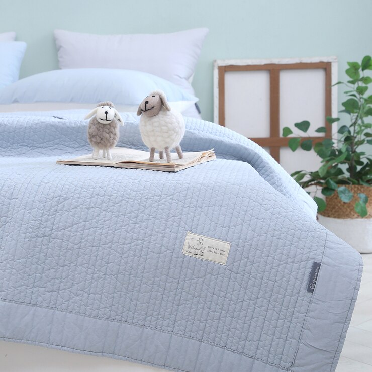 April At Home 앤더슨 양모 워싱 스프레드 - 퀸, 블루