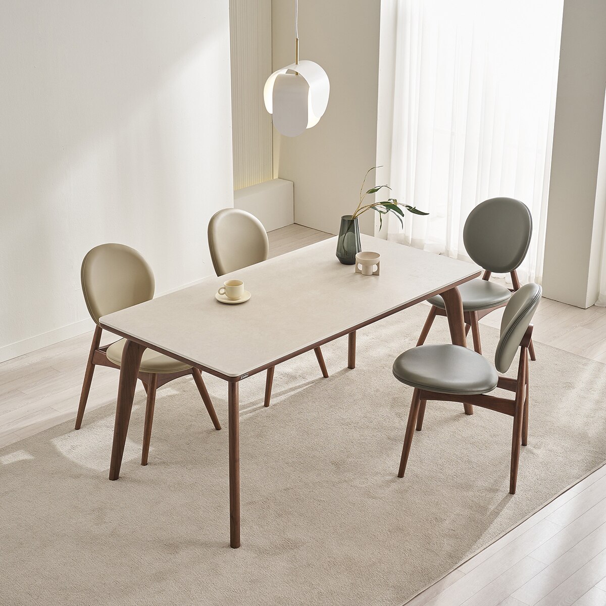 본톤 포세린 세라믹 식탁 의자 세트 - 보스톤, 72W