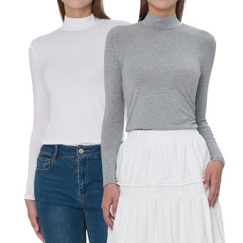 SOUP 여성 레이어드용 모크넥 티셔츠 2PK