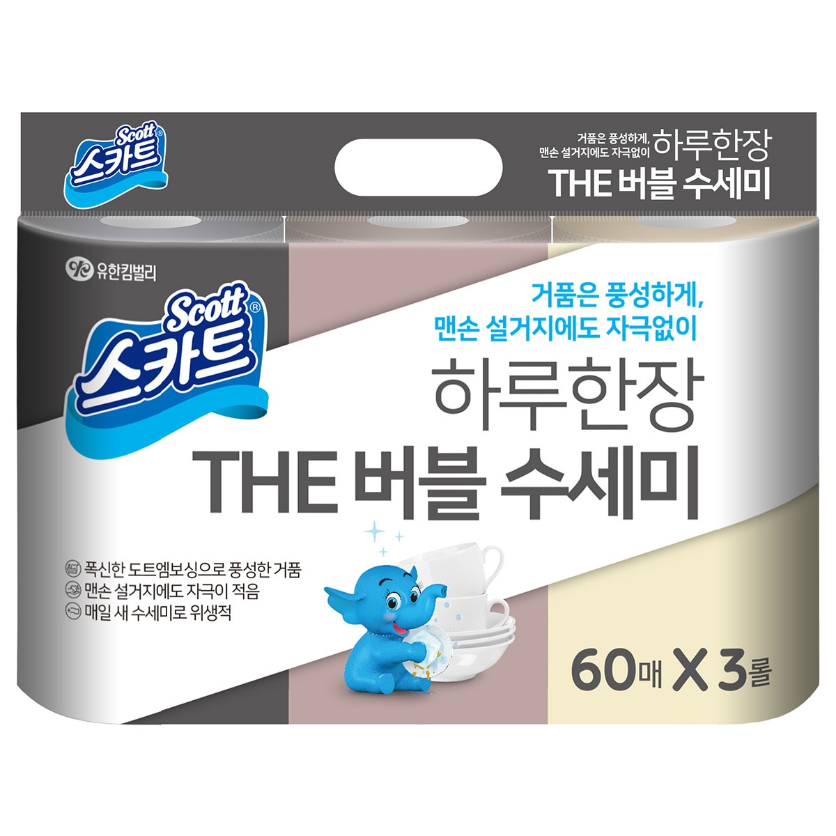 스카트 하루한장 THE 버블수세미 60매 x 3롤 x 2