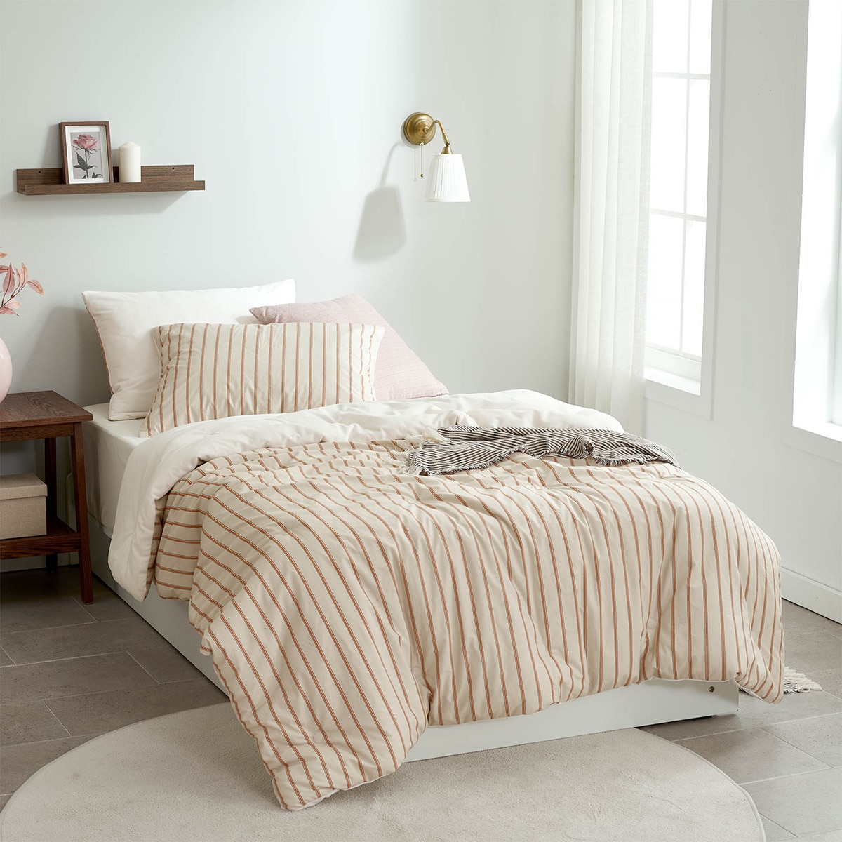 썸니아 면/극세사 차렵 이불 - 싱글, 베이지 썸니아 면/극세사 차렵 이불 - 싱글, 베이지