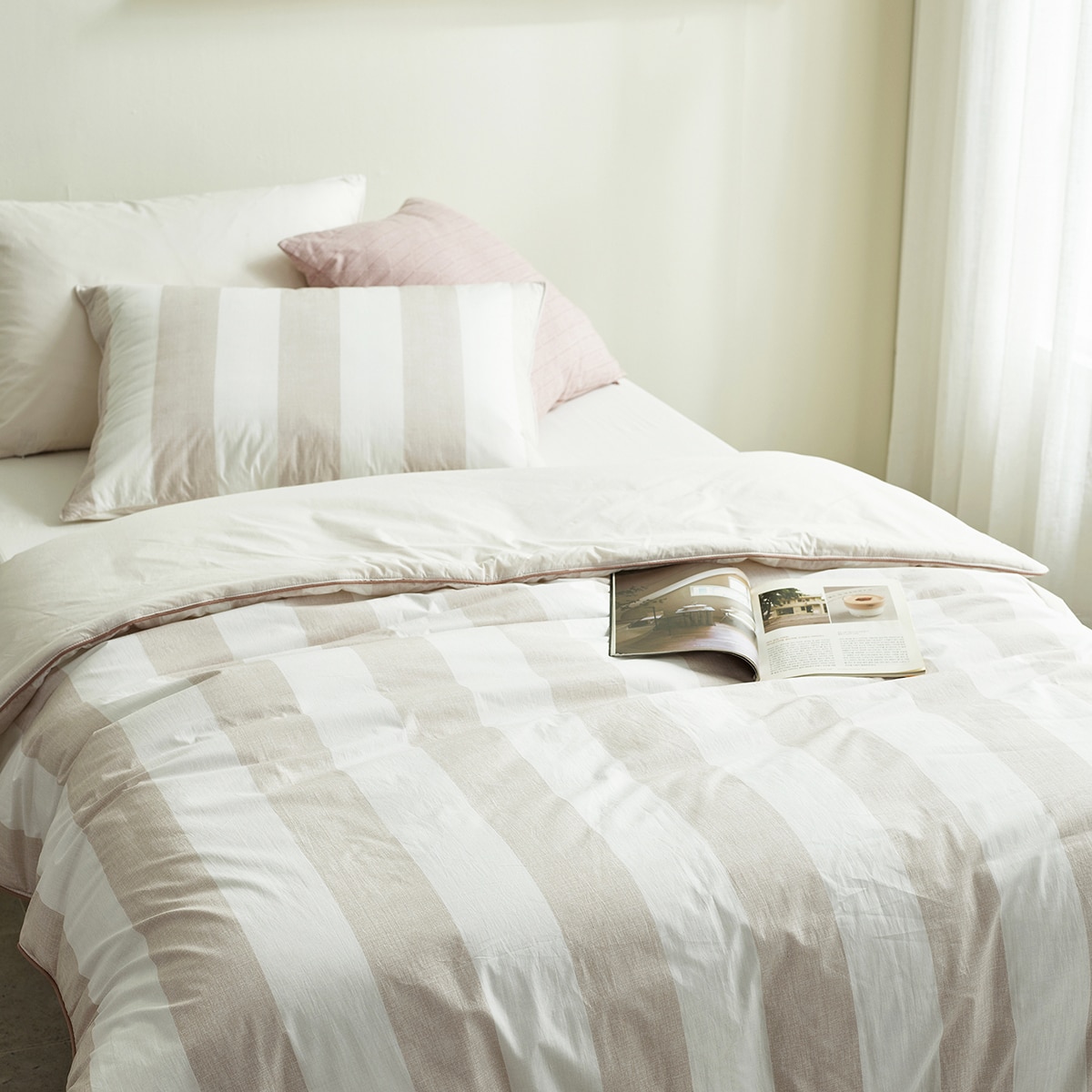 April At Home 60수 고밀도면 차렵이불 베개세트-싱글, 베이지 April At Home 60수 고밀도면 차렵이불 베개세트-싱글, 베이지