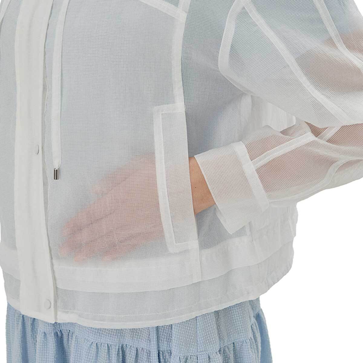 비지트 인 뉴욕 여성 시스루 메쉬 후드 점퍼