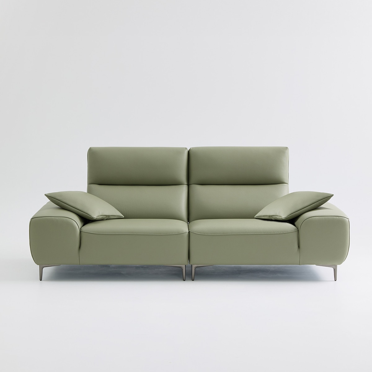 UND NA17 전체 천연 이태리 슈렁큰통가죽 3.5인 소파 - 올리브그린