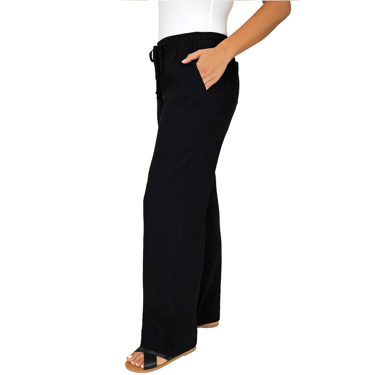 브릭스 여성 리넨 팬츠 - 블랙, S