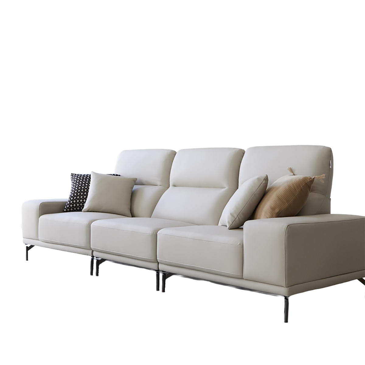 핸슨 루벤지 가죽 소파 4인 - 연그레이 핸슨 루벤지 가죽 소파 4인 - 연그레이