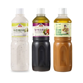 맥코믹 어니언 크림 드레싱 1kg + 발사믹 드레싱 1.1kg + 비셰프 와사비 드레싱 1,060g